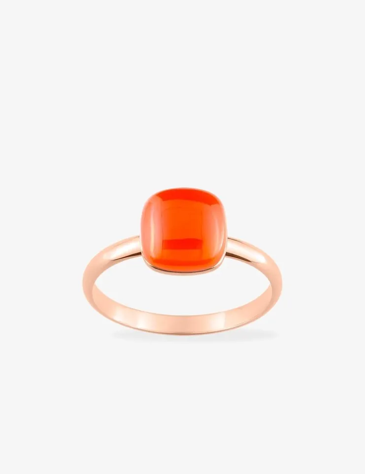 Bague or rose 750 ‰ et cornaline SO OR