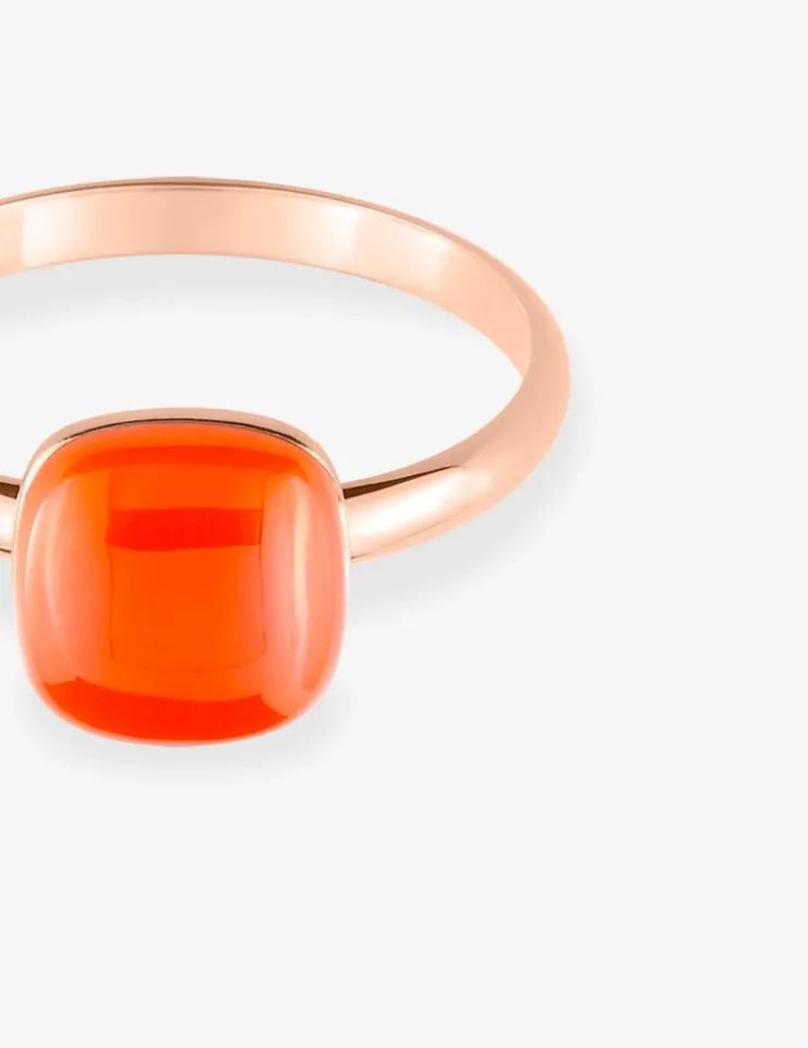 Bague or rose 750 ‰ et cornaline SO OR