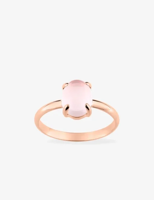 Bague or rose 750 ‰ et quartz rose SO OR