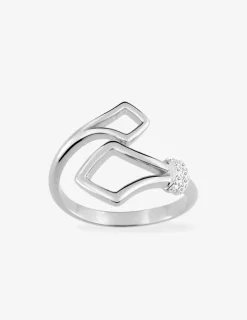 Bague ouverte en argent 925 ‰ rhodié, oxydes de zirconium SO OR