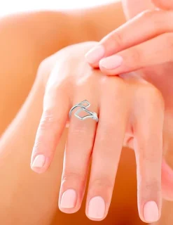 Bague ouverte en argent 925 ‰ rhodié, oxydes de zirconium SO OR