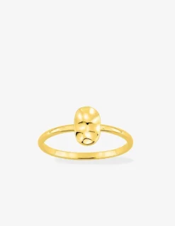 Bague ovale effet martelé plaqué or SO OR