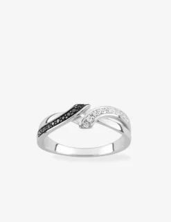 Bague oxydes de zirconium blancs et noirs en argent 925‰ rhodié SO OR