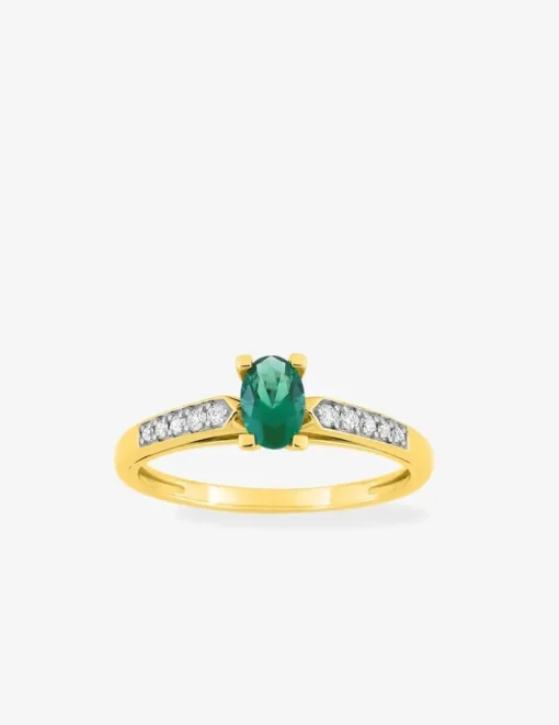 Bague plaqué or et oxyde de zirconium vert SO OR