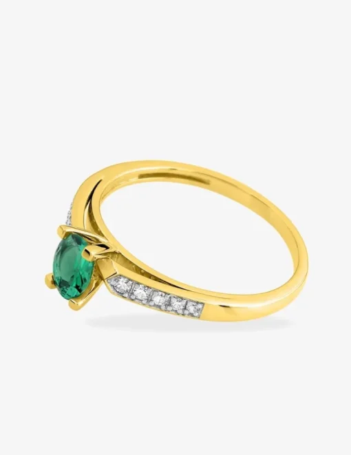 Bague plaqué or et oxyde de zirconium vert SO OR