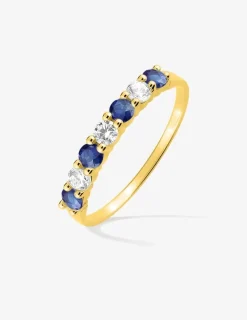 Bague plaqué or et oxydes de zirconium blancs et bleus SO OR