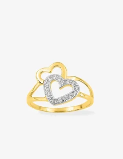 Bague plaqué or oxyde blanc double cœur SO OR