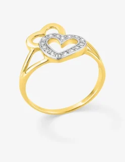 Bague plaqué or oxyde blanc double cœur SO OR