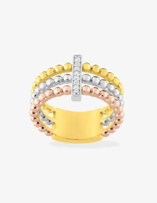 Bague plaquée or avec 3 anneaux et d'Oxydes de zirconium SO OR