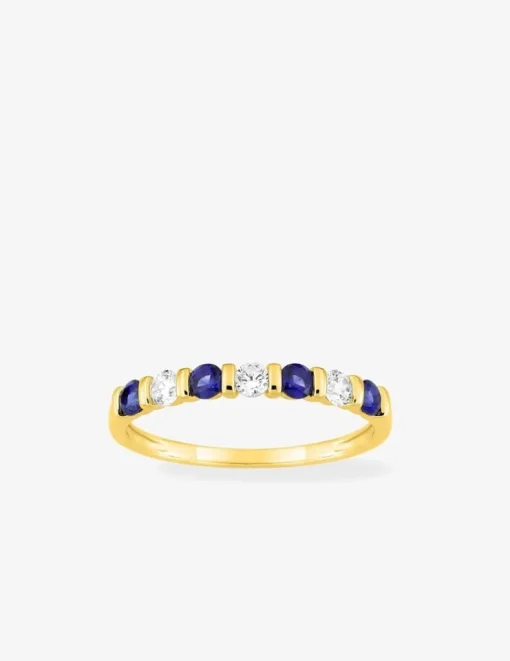 Bague plaquée or avec oxydes de zirconium blancs et bleus SO OR