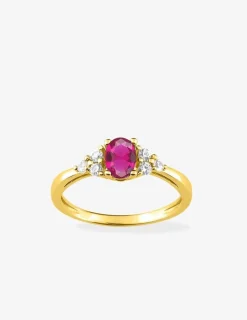 Bague plaquée or et oxydes de zirconium blancs et rouge SO OR