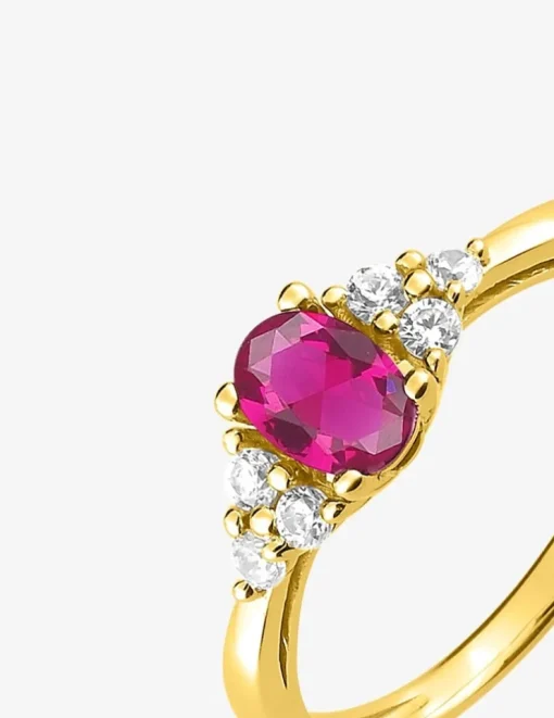 Bague plaquée or et oxydes de zirconium blancs et rouge SO OR