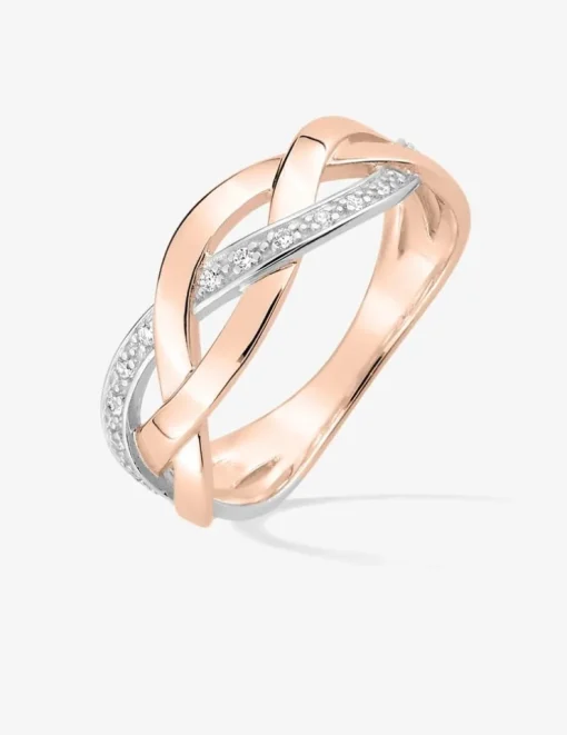 Bague plaquée or rose et oxydes de zirconium SO OR