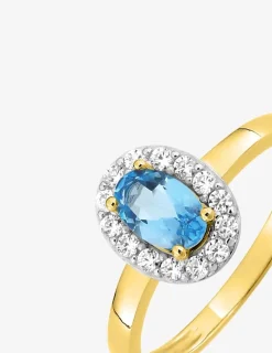 Bague princesse or jaune 375‰, topaze, oxyde de zirconium SO OR