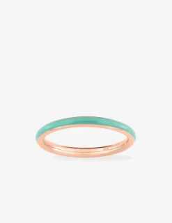 Bague Promesse Or rose 375‰ et laque verte aqua SO OR