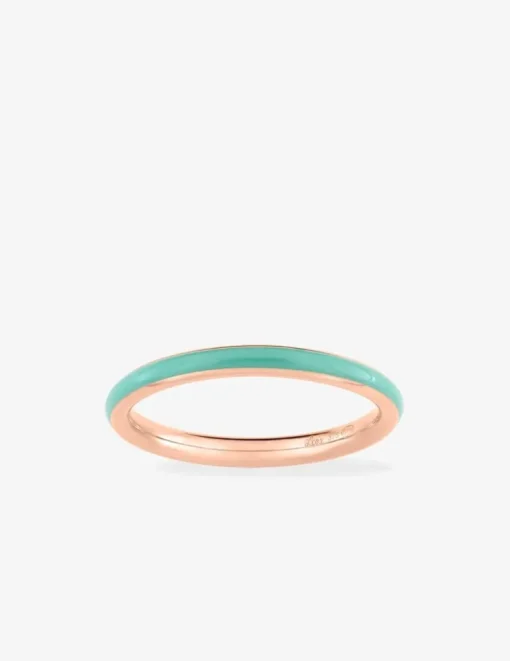 Bague Promesse Or rose 375‰ et laque verte aqua SO OR