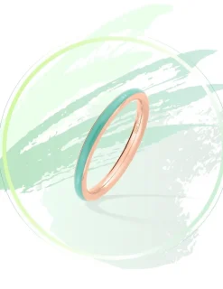 Bague Promesse Or rose 375‰ et laque verte aqua SO OR