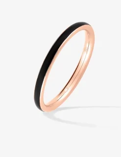 Bague Promesse Or rose 375‰ et laque noir de Jais SO OR