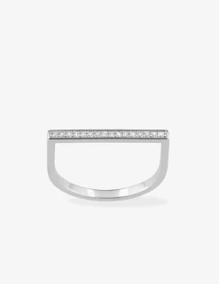 Bague rectangulaire argent 925‰ rhodié et oxydes de zirconium SO OR