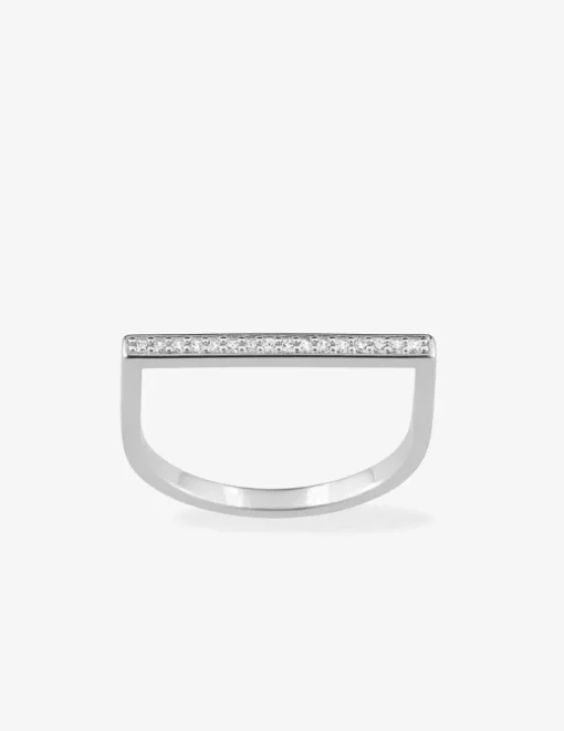 Bague rectangulaire argent 925‰ rhodié et oxydes de zirconium SO OR