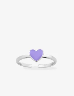 Bague réglable cœur mauve argent 925‰ rhodié SO OR
