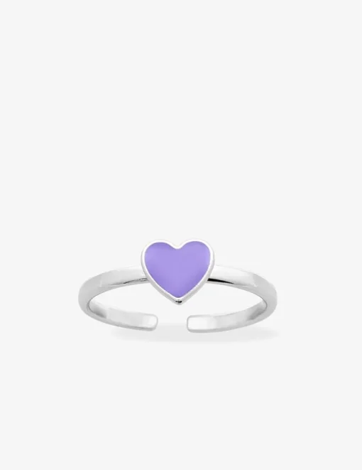 Bague réglable cœur mauve argent 925‰ rhodié SO OR