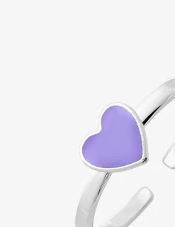 Bague réglable cœur mauve argent 925‰ rhodié SO OR