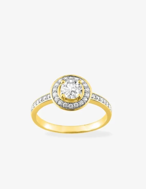 Bague rond plaqué or oxydes de zirconium et rhodium SO OR