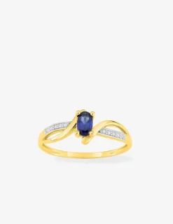 Bague saphir vertical en or 375‰ et rhodium SO OR