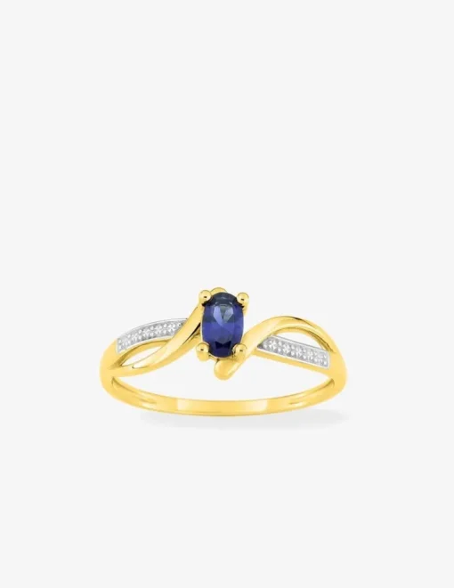 Bague saphir vertical en or 375‰ et rhodium SO OR