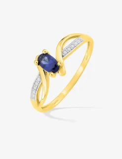 Bague saphir vertical en or 375‰ et rhodium SO OR