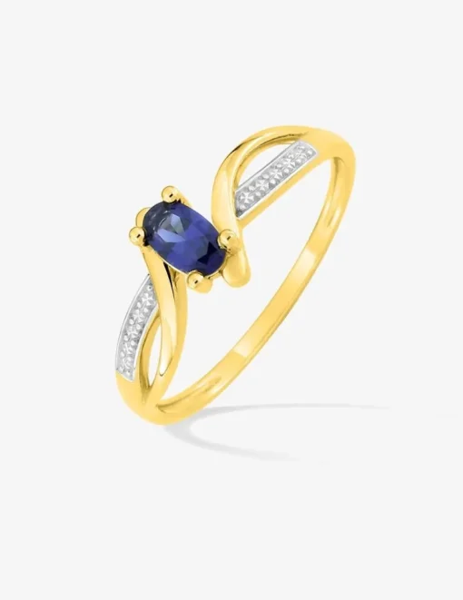Bague saphir vertical en or 375‰ et rhodium SO OR
