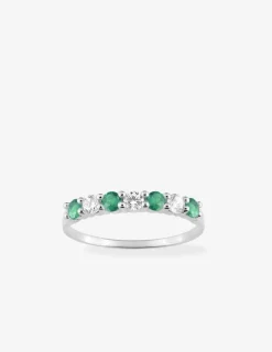 Bague serti griffes argent 925‰ rhodié et oxydes de zirconium blancs et verts SO OR
