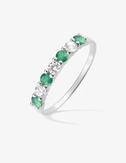 Bague serti griffes argent 925‰ rhodié et oxydes de zirconium blancs et verts SO OR