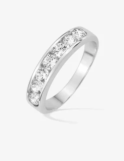 Bague serti rail argent rhodié 925 ‰ et oxyde de zirconium 3 mm SO OR