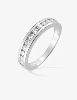 Bague serti rail argent rhodié 925 ‰ et oxyde de zirconium 2 mm SO OR