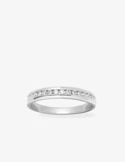 Bague serti rail épais argent rhodié 925 ‰ et oxyde de zirconium 1 mm SO OR