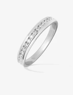 Bague serti rail épais argent rhodié 925 ‰ et oxyde de zirconium 1 mm SO OR