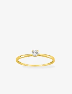 Bague solitaire 4 griffes or jaune 375 ‰ et oxyde de zirconium SO OR