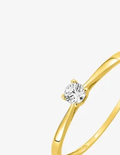 Bague solitaire 4 griffes or jaune 375 ‰ et oxyde de zirconium SO OR