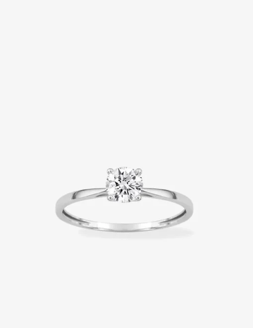 Bague solitaire 4 griffes or blanc 375 ‰ et oxyde de zirconium SO OR