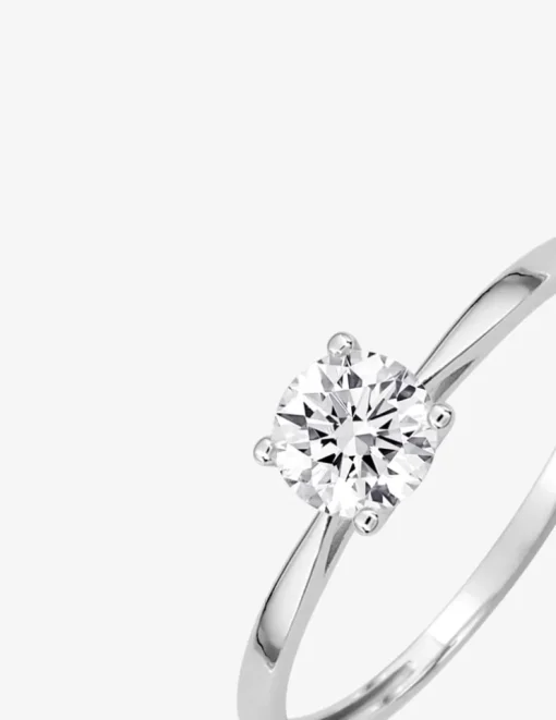 Bague solitaire 4 griffes or blanc 375 ‰ et oxyde de zirconium SO OR