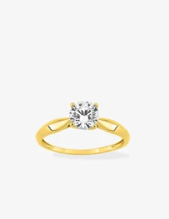 Bague solitaire 4 griffes or jaune 375 ‰ et oxyde de zirconium SO OR