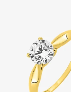 Bague solitaire 4 griffes or jaune 375 ‰ et oxyde de zirconium SO OR