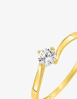 Bague solitaire 4 griffes or jaune 375 ‰ et oxyde de zirconium SO OR