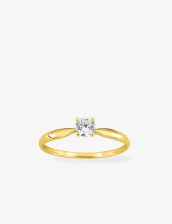 Bague solitaire 4 griffes or jaune 375 ‰ et oxyde de zirconium SO OR