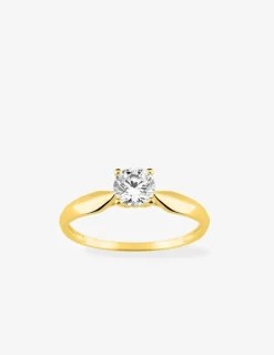 Bague solitaire 4 griffes or jaune 375 ‰ et oxyde de zirconium SO OR