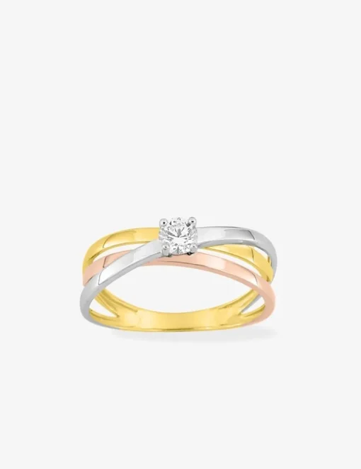 Bague solitaire 3 ors 375‰ oxyde de zirconium SO OR