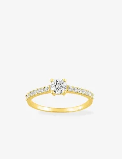 Bague solitaire accompagné or 375 ‰ et oxydes de zirconium SO OR