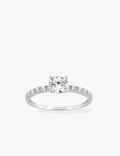 Bague solitaire accompagné or blanc 375 ‰ et oxydes de zirconium SO OR